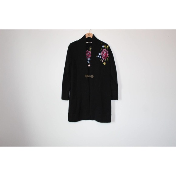 Soft Surroundings La Vie En Rose Cardigan Sweater Embroidered Size M H14093 - Picture 6 of 10